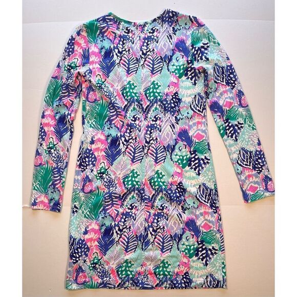 Lilly Pulitzer Beacon Dress Long Sleeve Quill Out V Neck Wm Size Small FLAWLESS - Picture 4 of 11